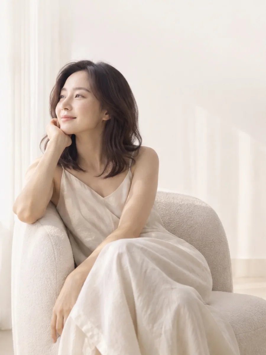 A woman in her twenties sitting in morning light