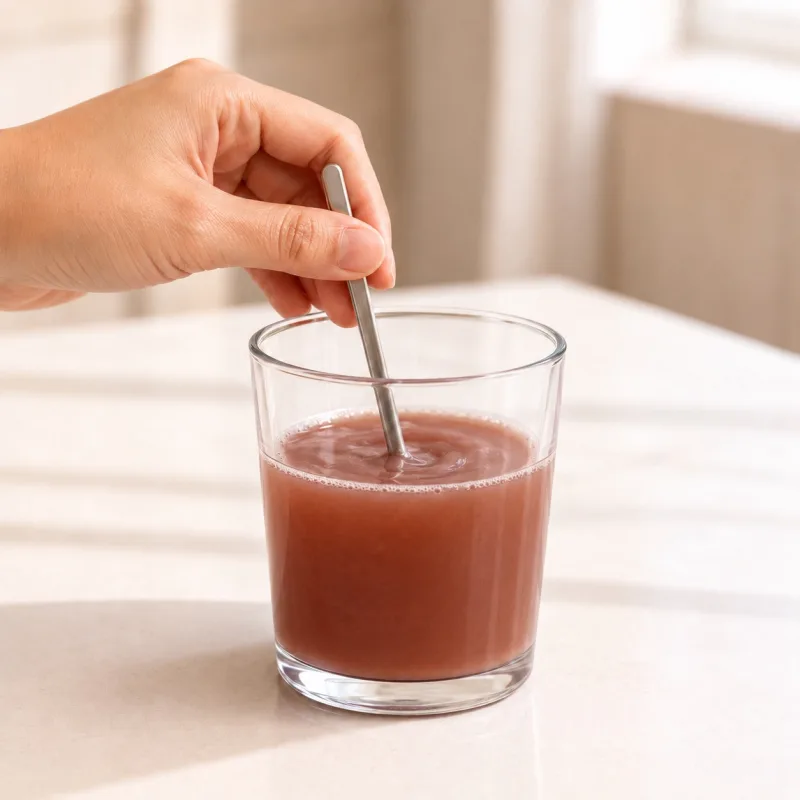 Stirring the prepared FemeLuv drink