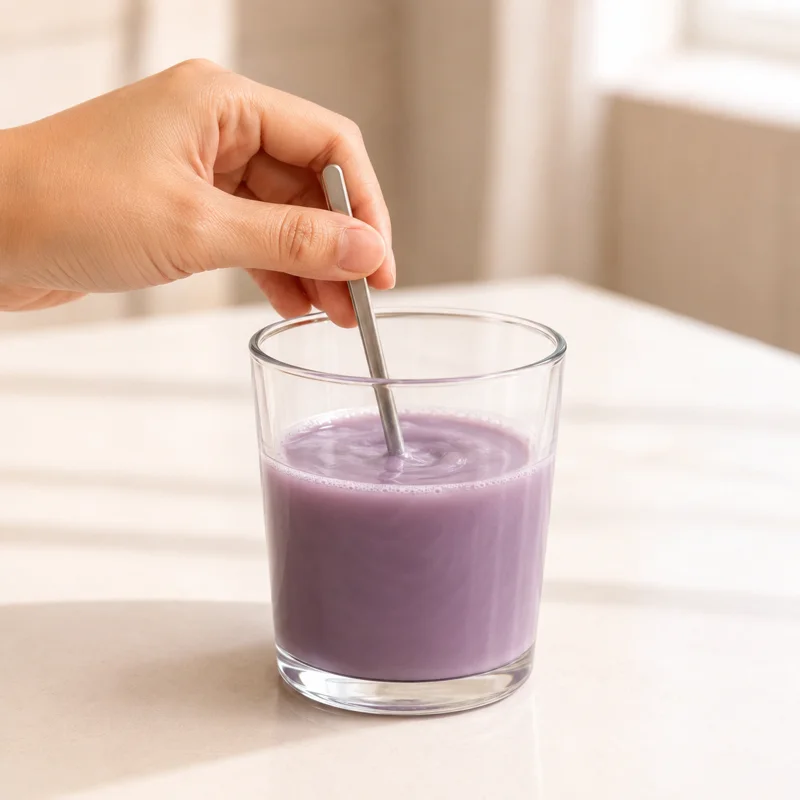 Stirring the prepared MenoLuv drink